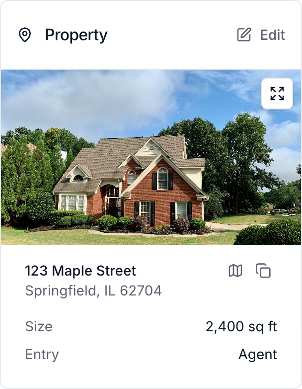 Property and access details on the job