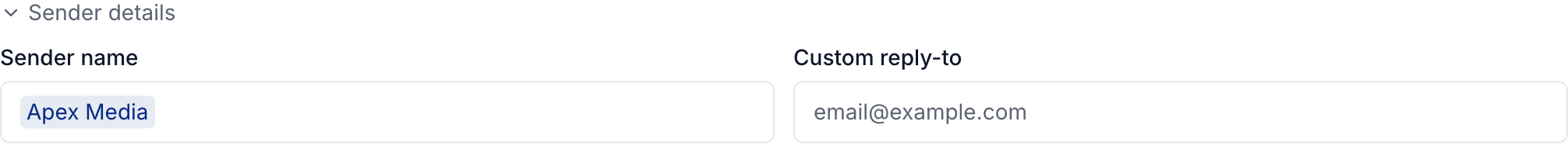 Sender name and custom reply-to controls