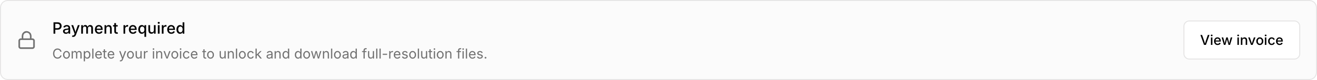 Payment-required message with View invoice above the media tabs