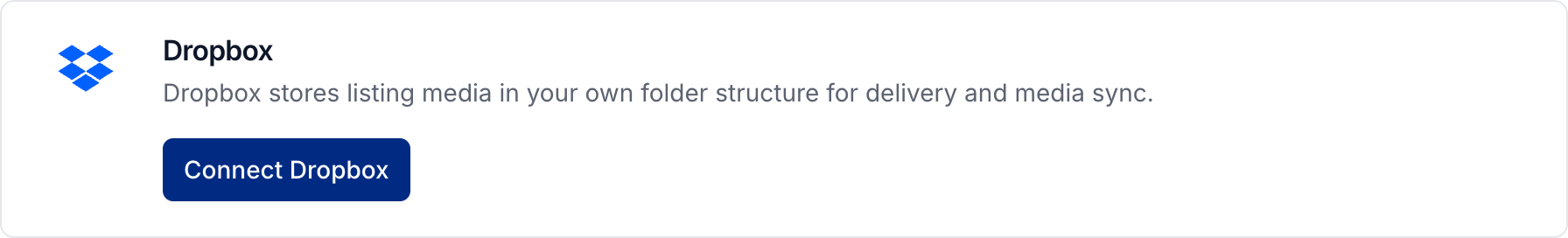 Connect Dropbox in integration settings