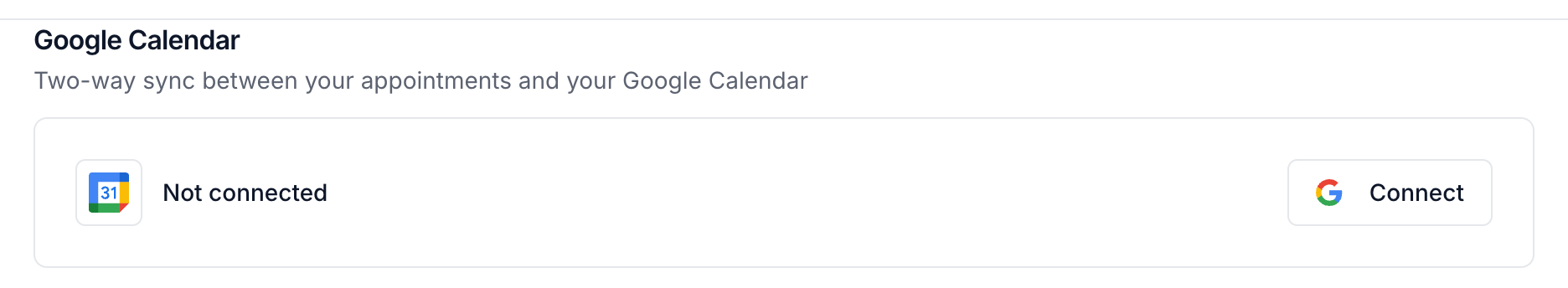 Google Calendar in My Profile with the Connect button