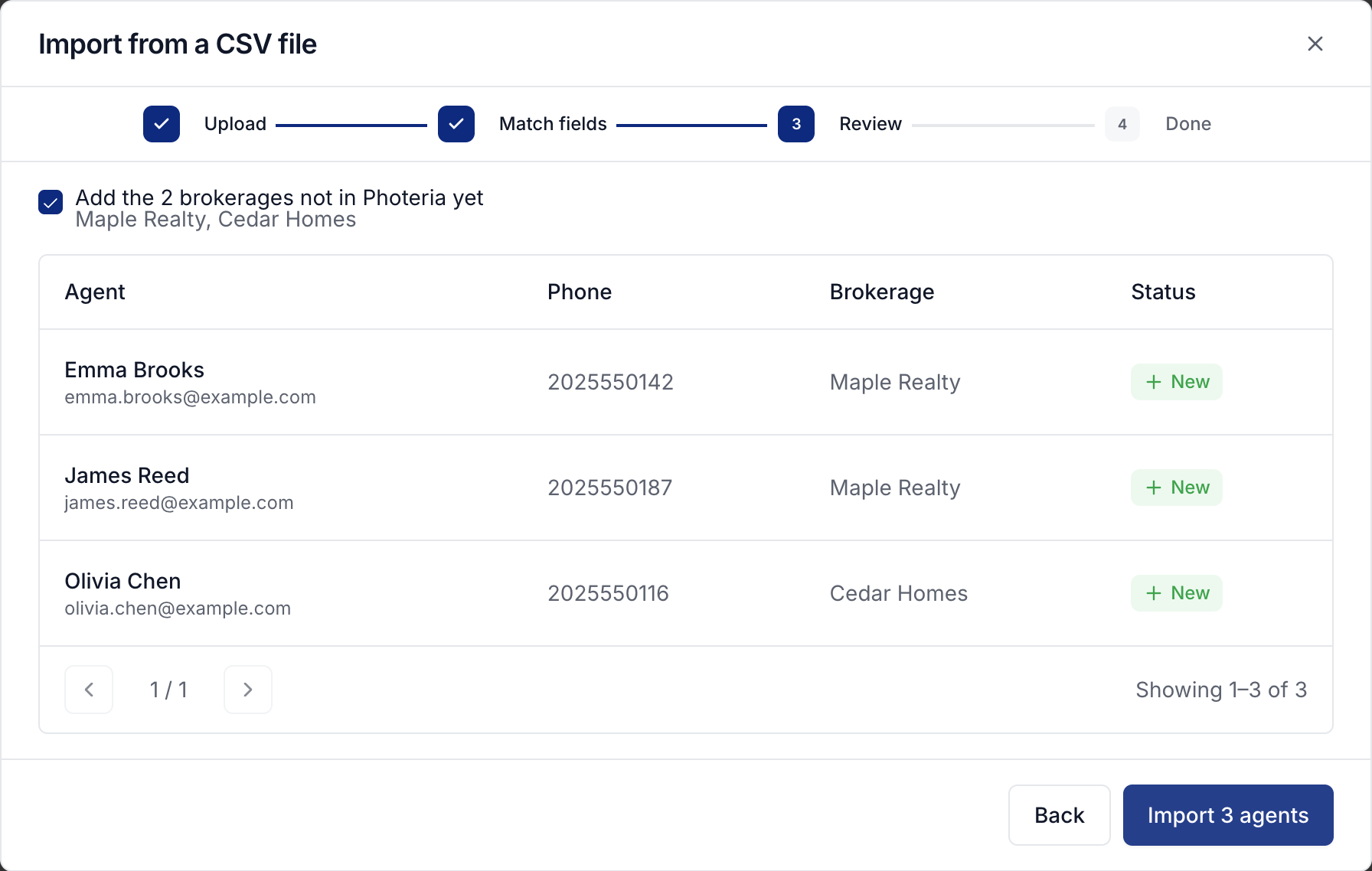 Review agents and choose whether to add new brokerages